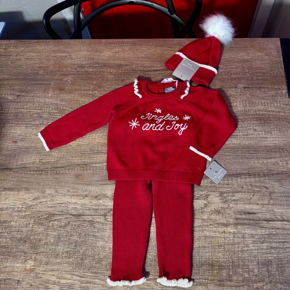 Tahari Baby Red Knit Set